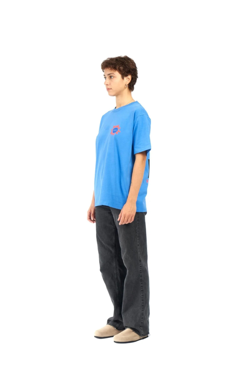 camiseta t shirt en color azul electrico de algdón