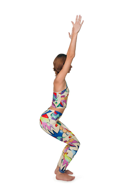 leggings con estampado multicolor único hecho por un artista 