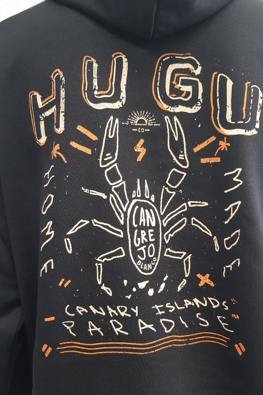 detalle dibujo en la espalda de un cangrejo blanco de Lanzarote islas canarias serigrafiado a mano