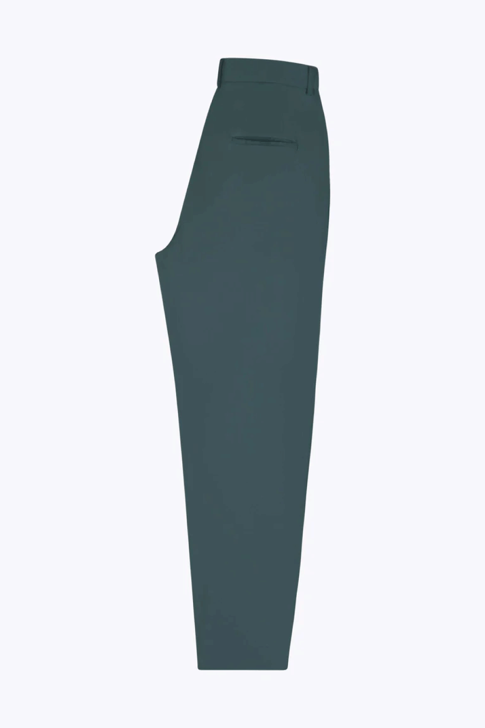 pantalon de traje plisados doblado verde en tejido vegano