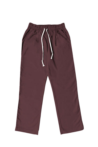 pantalón unisex en algodón con pierna recta y corte regular en color berenjena