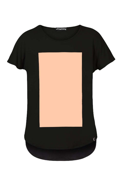 imagen de producto de la camiseta quadrilaterus negro y salmón
